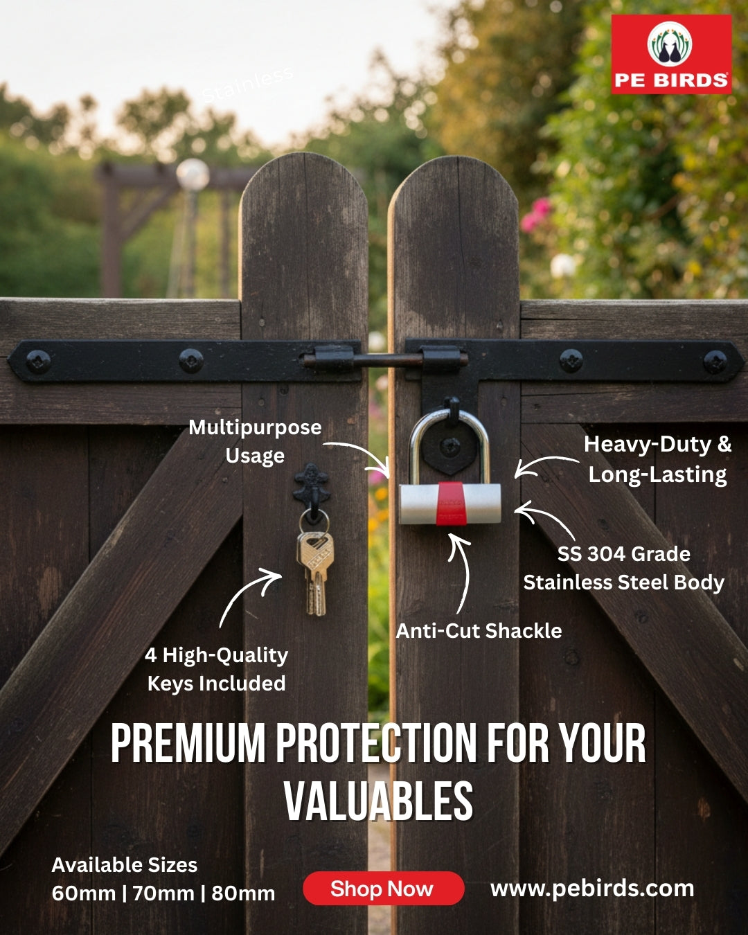 Pe Birds Stainless Steel Flat Locks - pebirds-peacocks