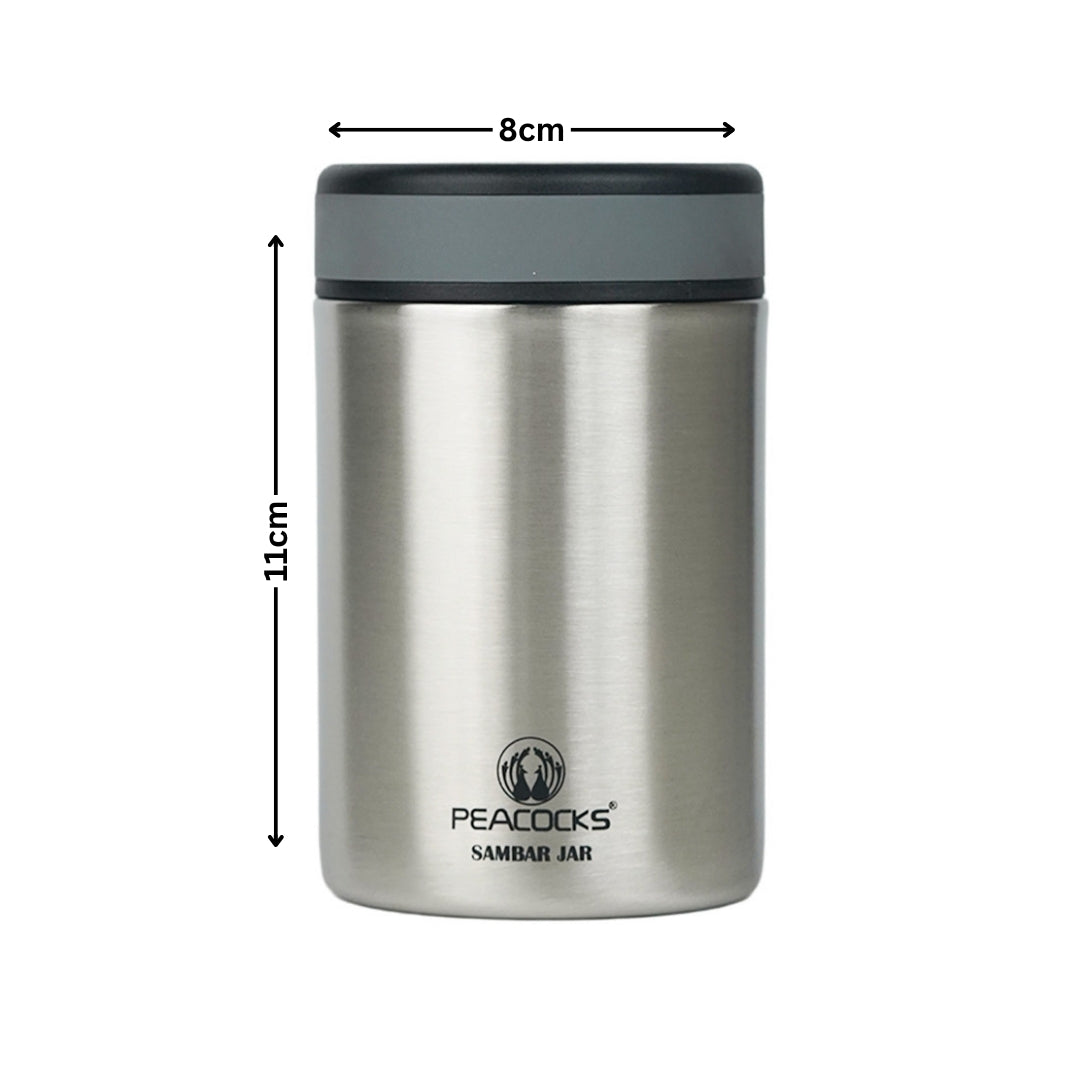Peacocks Stainless Steel Double Wall Food Sambar Jar 260ml