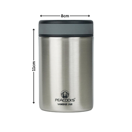 Peacocks Stainless Steel Double Wall Food Sambar Jar 260ml