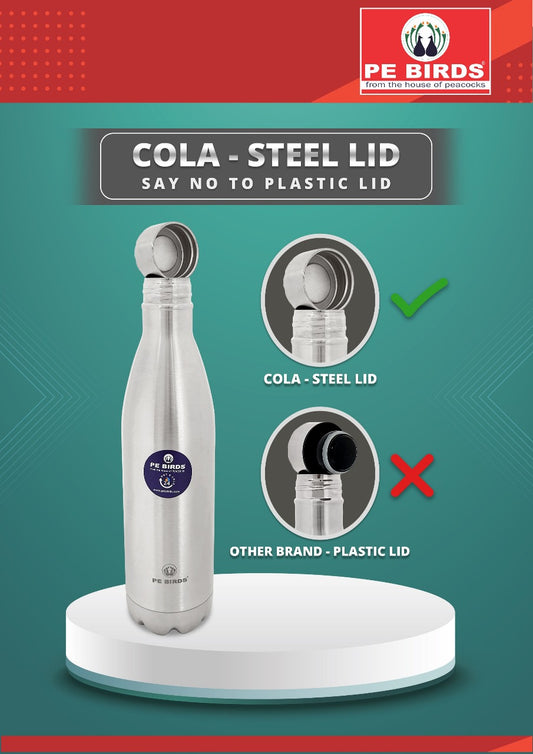 Steel cap Double Wall  Cola Vacuum Flask  | Say No to plastic lid