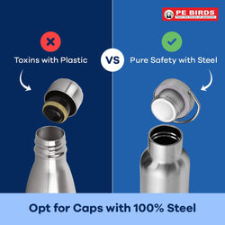 PE BIRDS Hydra Steel LID Stainless Steel flask 600 ml | Say No to plastic lid