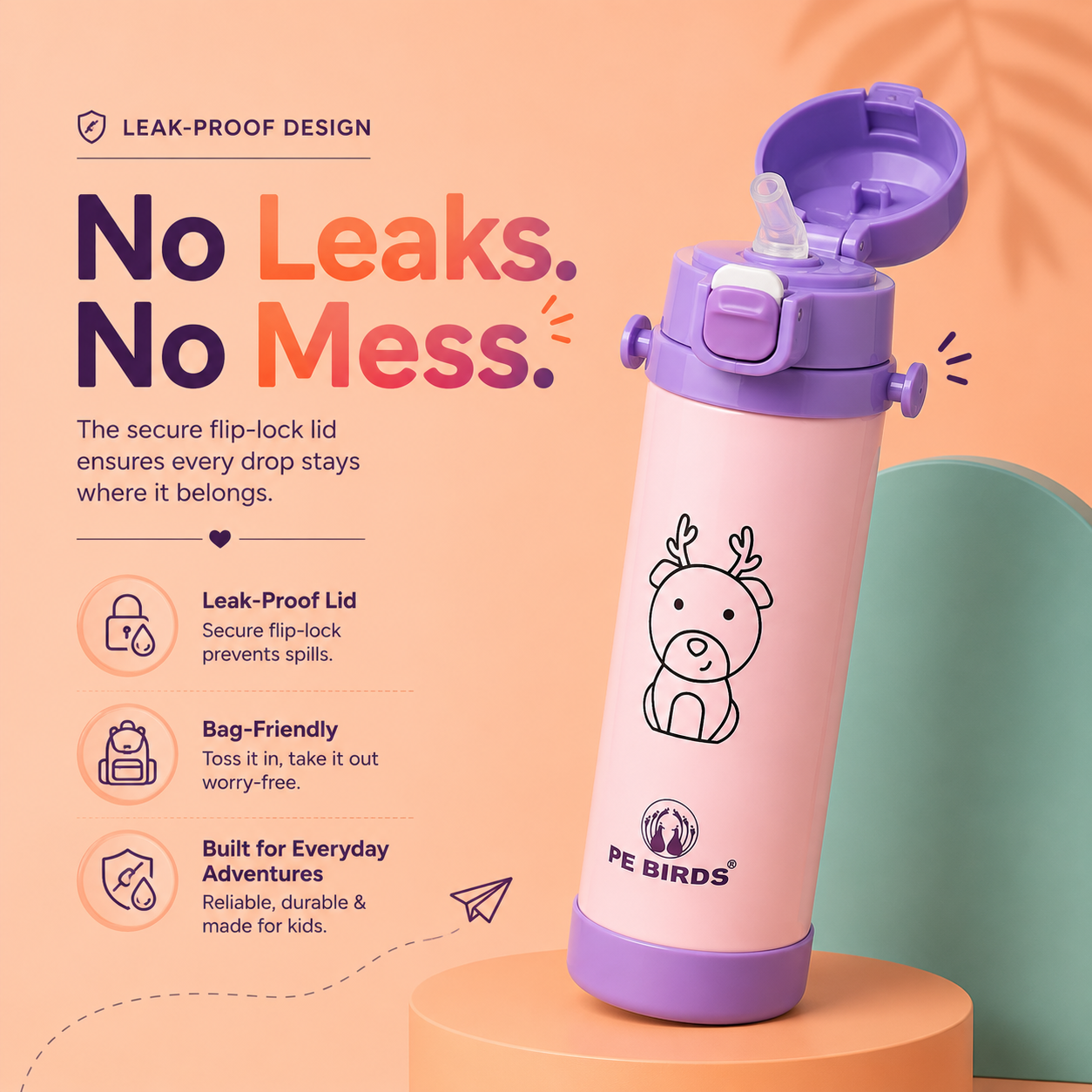 PE BIRDS Stainless Steel Ora Thermos Sipper for kids | Kids Flask
