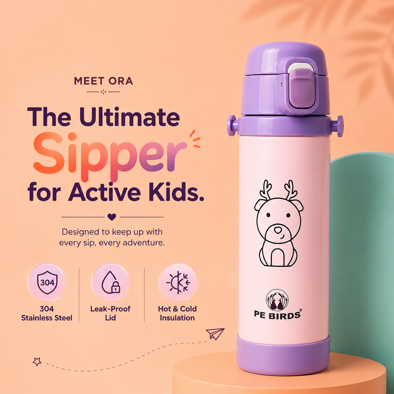PE BIRDS Stainless Steel Ora Thermos Sipper for kids | Kids Flask
