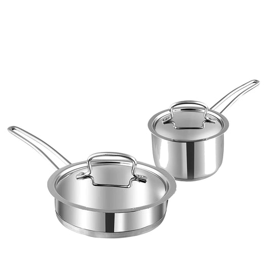 Deluxe Combo Set of 2 Pcs - Frypan 22cm and Sauce Pan 16 Cm Sandwich Bottom - pebirds - peacocks