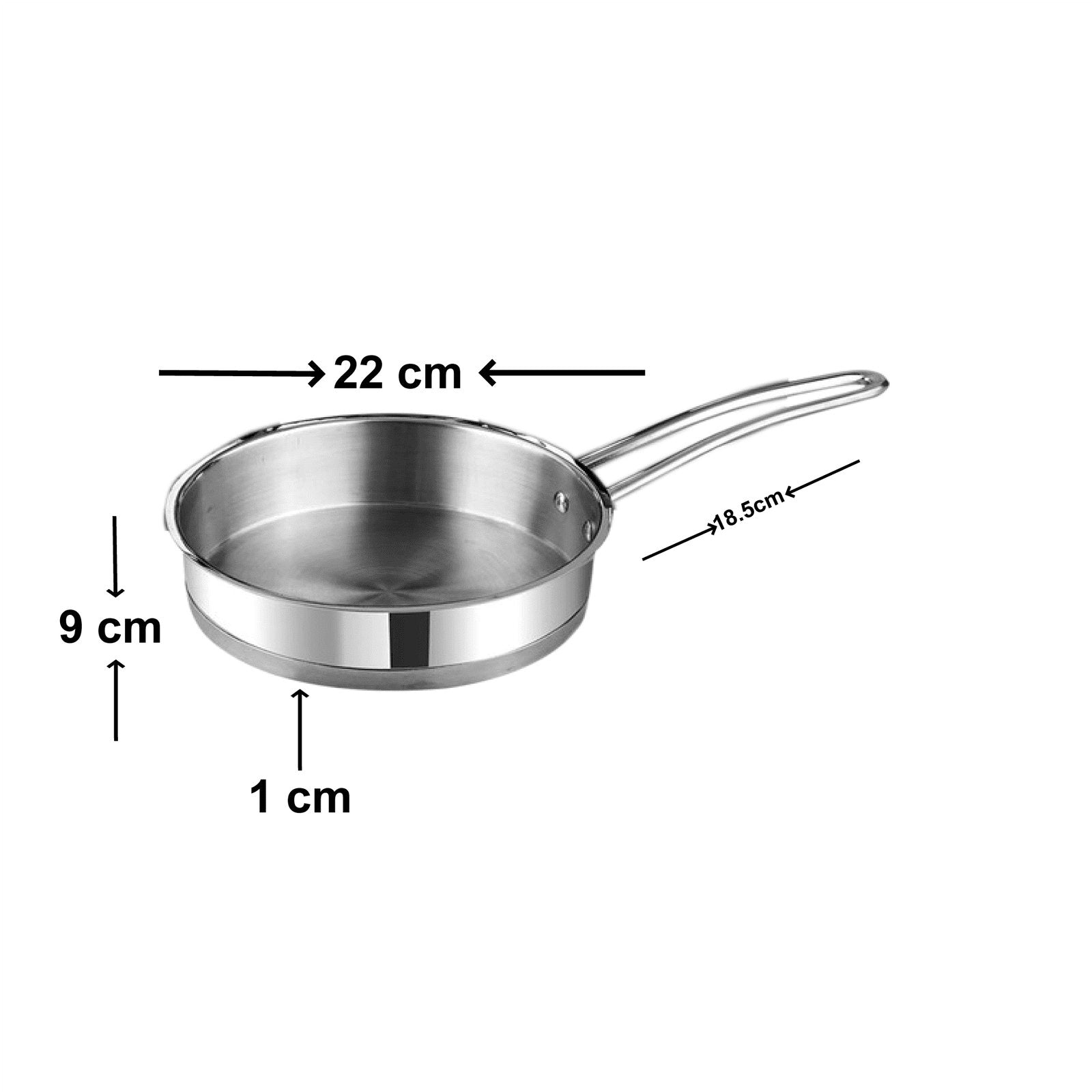 Deluxe Combo Set of 3 Pcs - Frypan 22cm+ Sauce Pan 18 cm+ Kadai 28 cm Sandwich Bottom - pebirds - peacocks