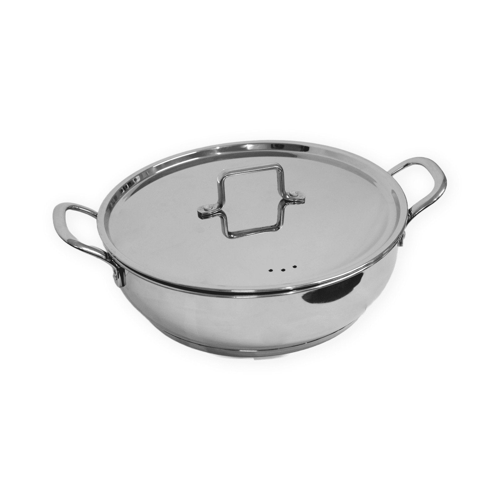 Kadai Stainless Steel with Stainless Steel Lid Sandwich Bottom - pebirds - peacocks