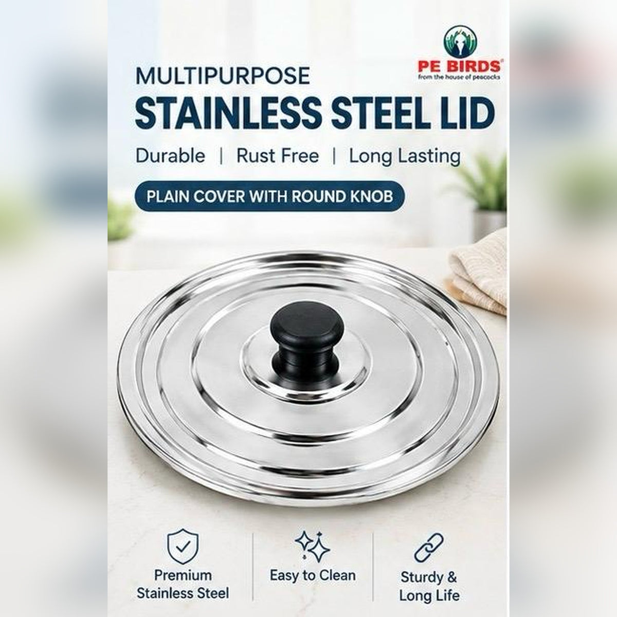 Multipurpose lid with knob set of 4
