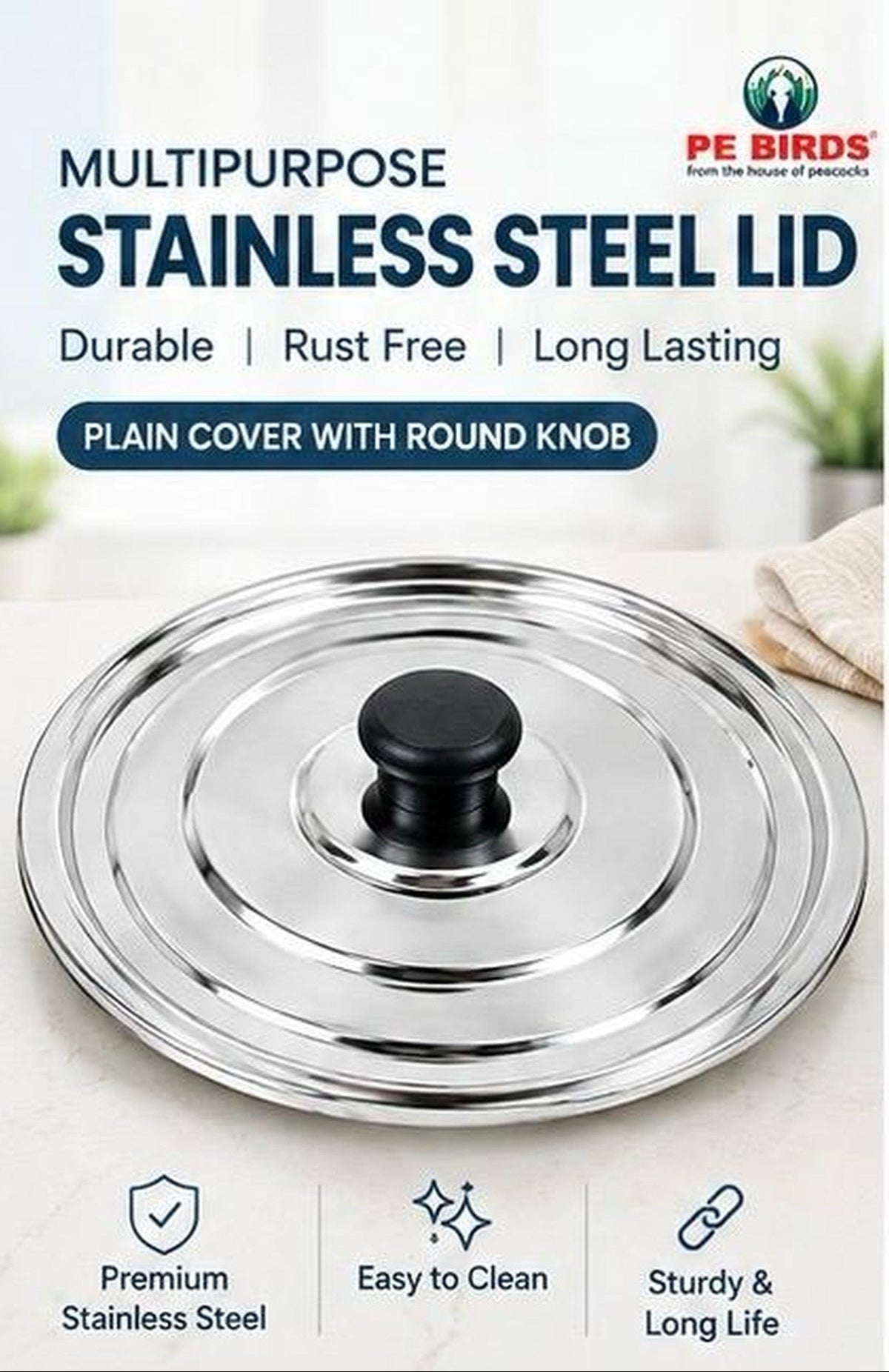 Multipurpose lid with knob set of 4
