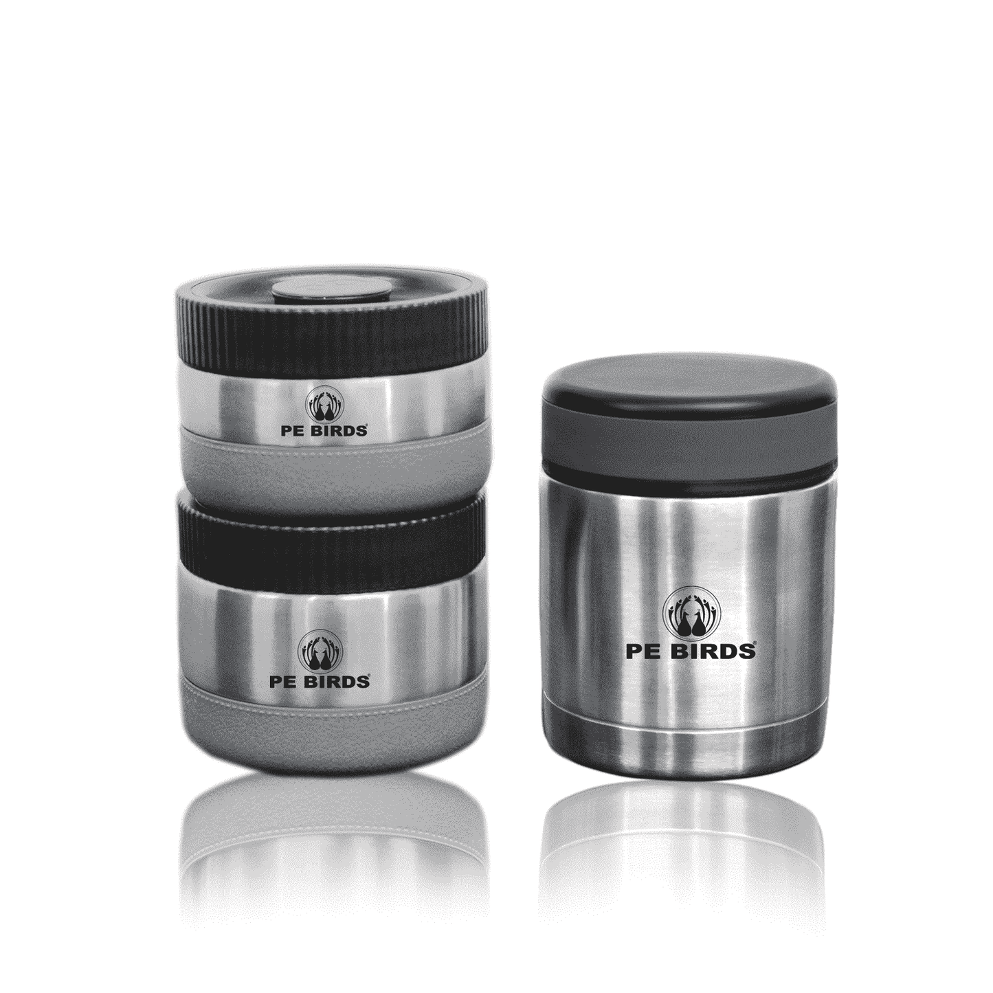 PeBirds Sambar Jar Nutri kit Lunch boxes 350ml Insulated food jar & 400ml & 300ml steel containers (the two containers are regular airtight,leakproof container) - pebirds-peacocks
