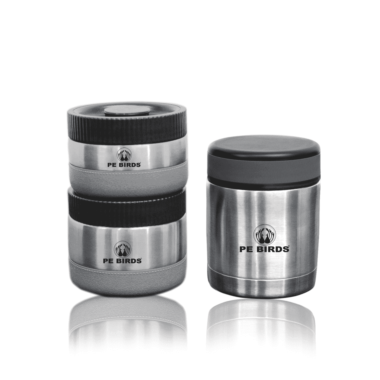 PeBirds Sambar Jar Nutri kit Lunch boxes 350ml Insulated food jar & 400ml & 300ml steel containers (It won't keep food hot)