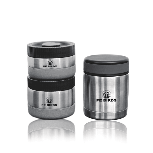 PeBirds Sambar Jar Nutri kit Lunch boxes 350ml Insulated food jar & 400ml & 300ml steel containers (the two containers are regular airtight,leakproof container) - pebirds-peacocks