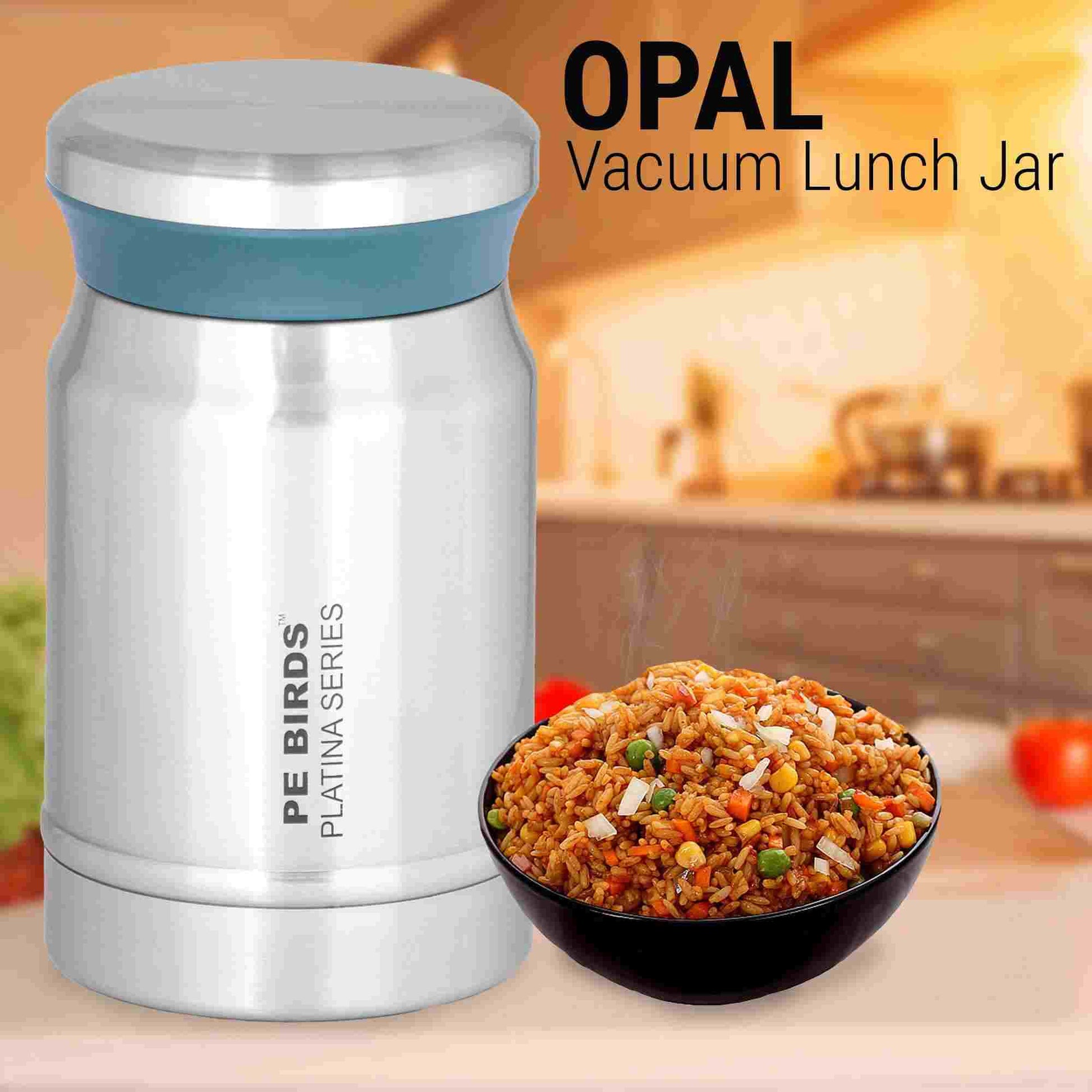 Opal Heavy Duty Vaccum Sambar Jar 550ml with Unique Carry Bag - pebirds - peacocks