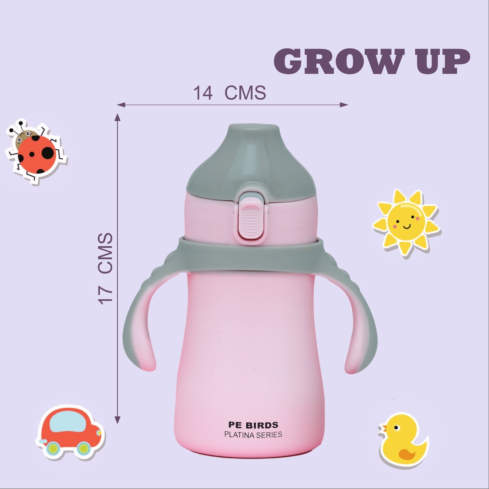 PE BIRDS 316 Grade Stainless Steel Double Wall Baby Bottle | Insulated food jar for Baby 280ml - pebirds - peacocks