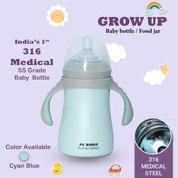 PE BIRDS 316 Grade Stainless Steel Double Wall Baby Bottle | Insulated food jar for Baby 280ml - pebirds - peacocks