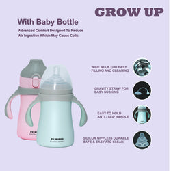 PE BIRDS 316 Grade Stainless Steel Double Wall Baby Bottle | Insulated food jar for Baby 280ml - pebirds - peacocks