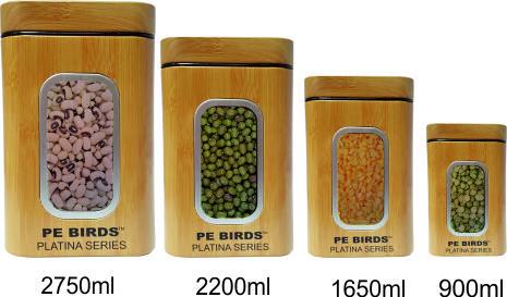 PE BIRDS Bamboo Square Bamboo Storage Jar For Kitchen - pebirds - peacocks