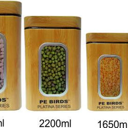 PE BIRDS Bamboo Square Bamboo Storage Jar For Kitchen - pebirds - peacocks