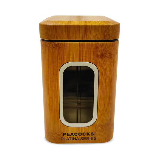 PE BIRDS Bamboo Square Bamboo Storage Jar For Kitchen - pebirds - peacocks