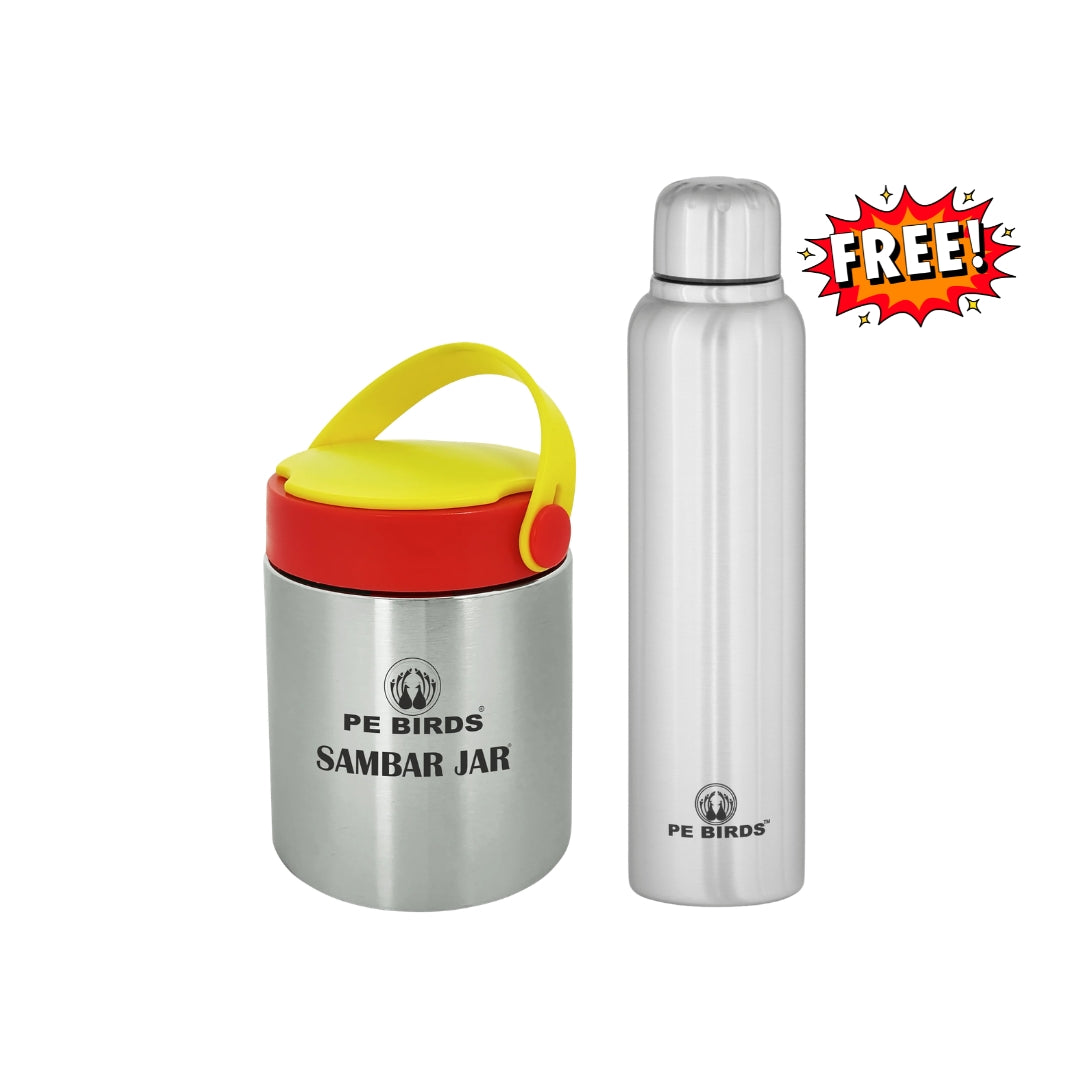 Espresso Broad Mouth Sambar Jar with Water Bottle Free