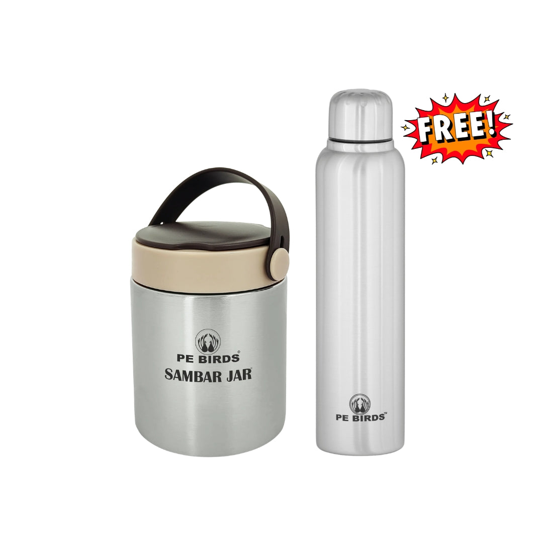 Espresso Broad Mouth Sambar Jar with Water Bottle Free