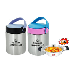 Pe Birds Espresso Sambar Jar Combo with Mini Kadai Free