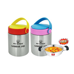 Pe Birds Espresso Sambar Jar Combo with Mini Kadai Free