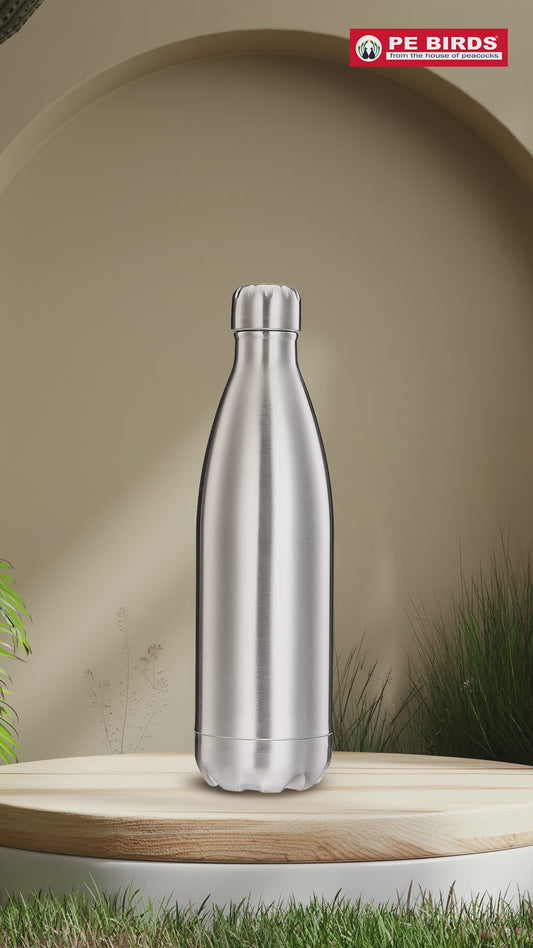 PE BIRDS Hydra Steel LID Stainless Steel flask 600 ml | Say No to plastic lid ( Free Name Engraving on flask)