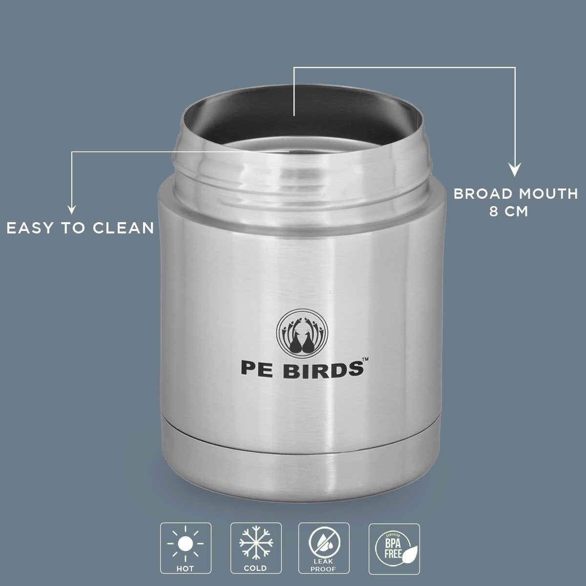 PE BIRDS Stainless Steel Double Wall Food Sambar Jar