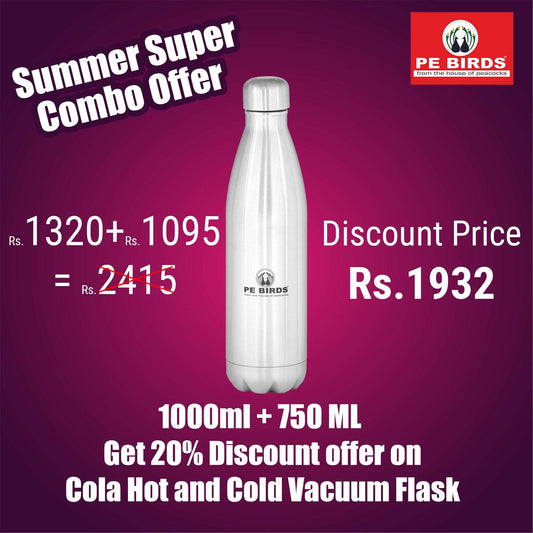 Pack of 2 combo - Cola Vacuum Flask Hot & Cold 750 ML + 1000 ML
