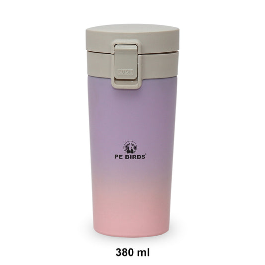 PE BIRDS Stainless Steel Sipper cum Food Jar | Travel Mug |  Coffee Mug 380ml - pebirds-peacocks