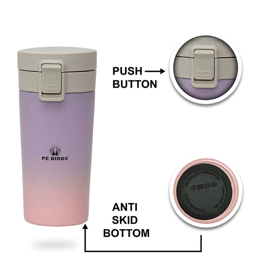 PE BIRDS Stainless Steel Sipper cum Food Jar | Travel Mug |  Coffee Mug 380ml - pebirds-peacocks