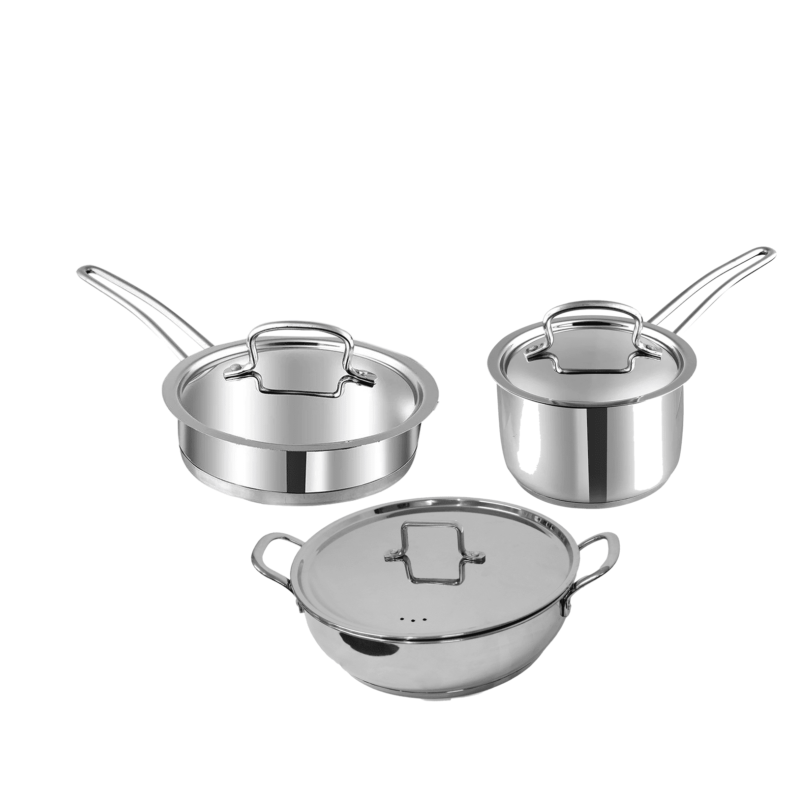 Deluxe Combo Set of 3 Pcs - Frypan 22cm+ Sauce Pan 18 cm+ Kadai 28 cm