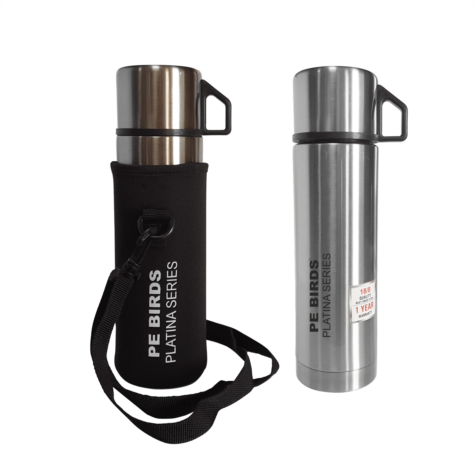 PE BIRDS Stainless Steel Cup Slim Thermos Flask