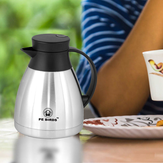 PE BIRDS Stainless Steel Sapphire Coffee Pot Vacuum Flask silver