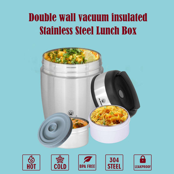 PE BIRDS Nutri Vacuum Lunch Box ,1500 ml 2 SS Microwavable Container FREE 3x Chopper + Tom 700ml Steel water bottle
