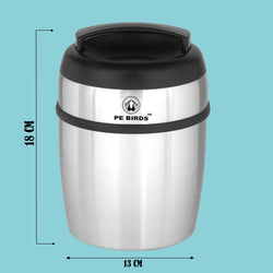 PE BIRDS Nutri Vacuum Lunch Box ,1500 ml 2 SS Microwavable Container FREE 3x Chopper + Tom 700ml Steel water bottle