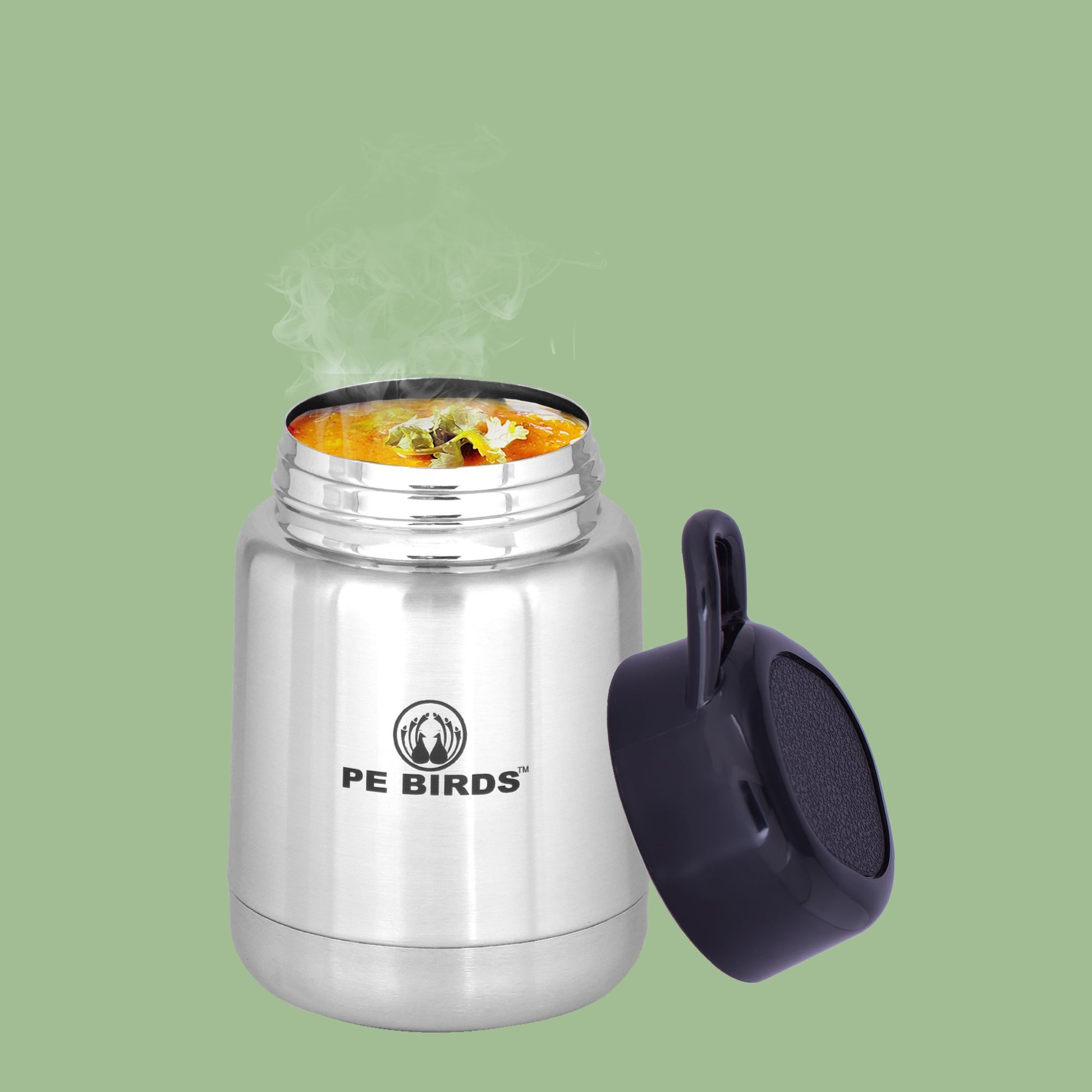 PE BIRDS Stainless Steel Double Wall Food Jupiter Sambar Jar, 260ml